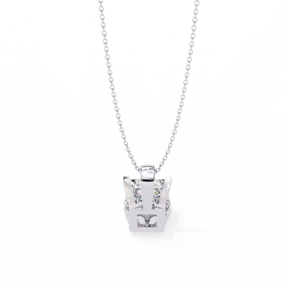 2.60 CT Princess-Cut Lab-Grown Diamond Filigree Pendant Necklace in 14K Gold & Platinum
