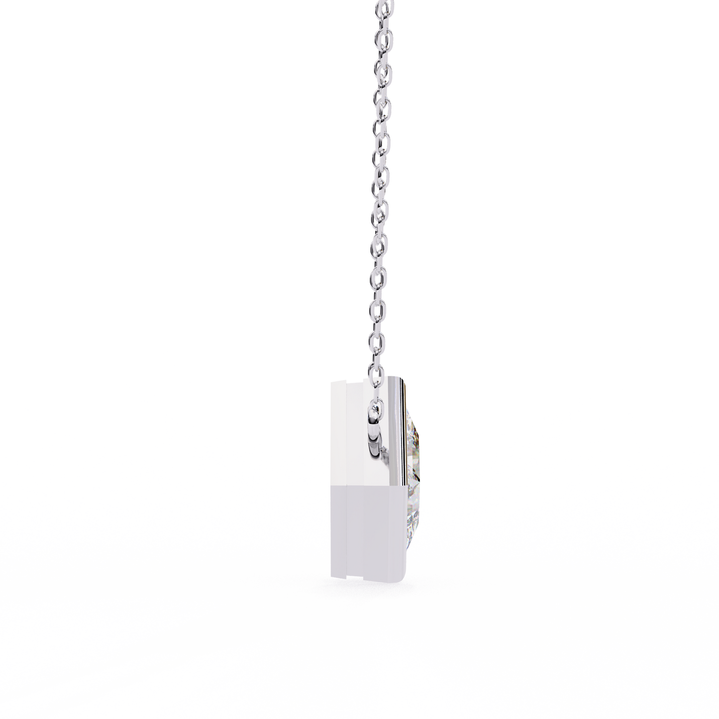2.00 CT Princess-Cut Lab-Grown Diamond Bezel Pendant Necklace in 14K Gold & Platinum