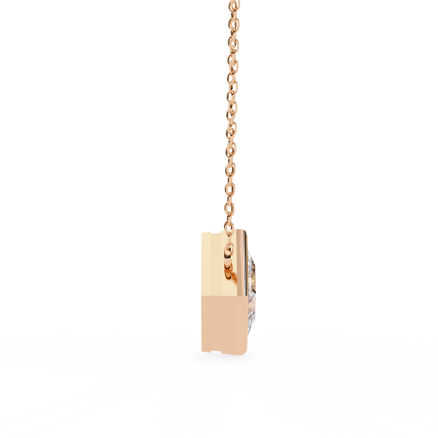 2.00 CT Princess-Cut Lab-Grown Diamond Bezel Pendant Necklace in 14K Gold & Platinum