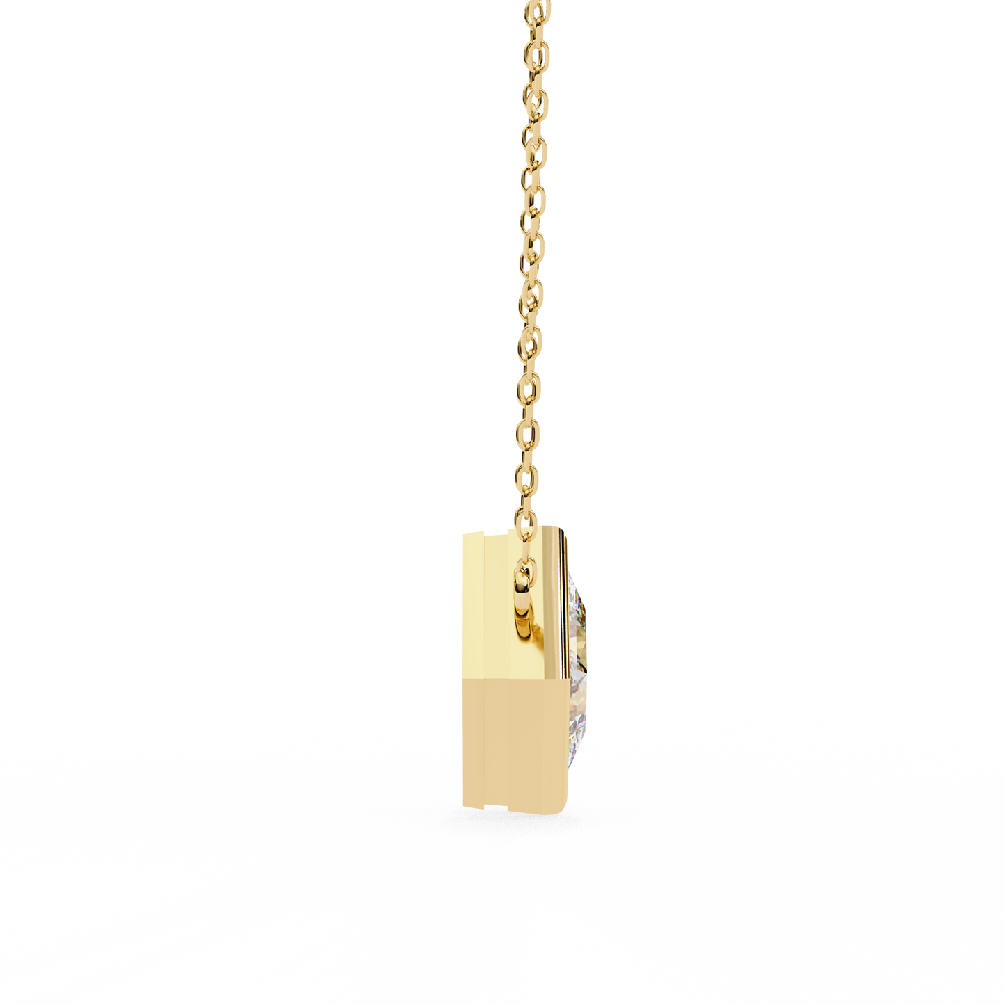 2.00 CT Princess-Cut Lab-Grown Diamond Bezel Pendant Necklace in 14K Gold & Platinum