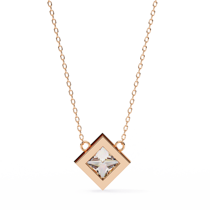 2.00 CT Princess-Cut Lab-Grown Diamond Bezel Pendant Necklace in 14K Gold & Platinum