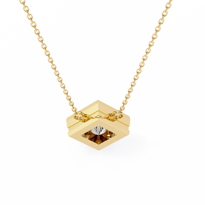 2.00 CT Princess-Cut Lab-Grown Diamond Bezel Pendant Necklace in 14K Gold & Platinum