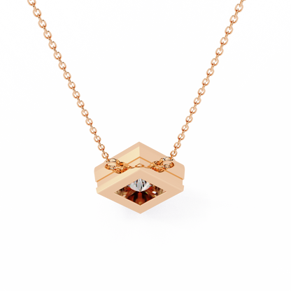 2.00 CT Princess-Cut Lab-Grown Diamond Bezel Pendant Necklace in 14K Gold & Platinum