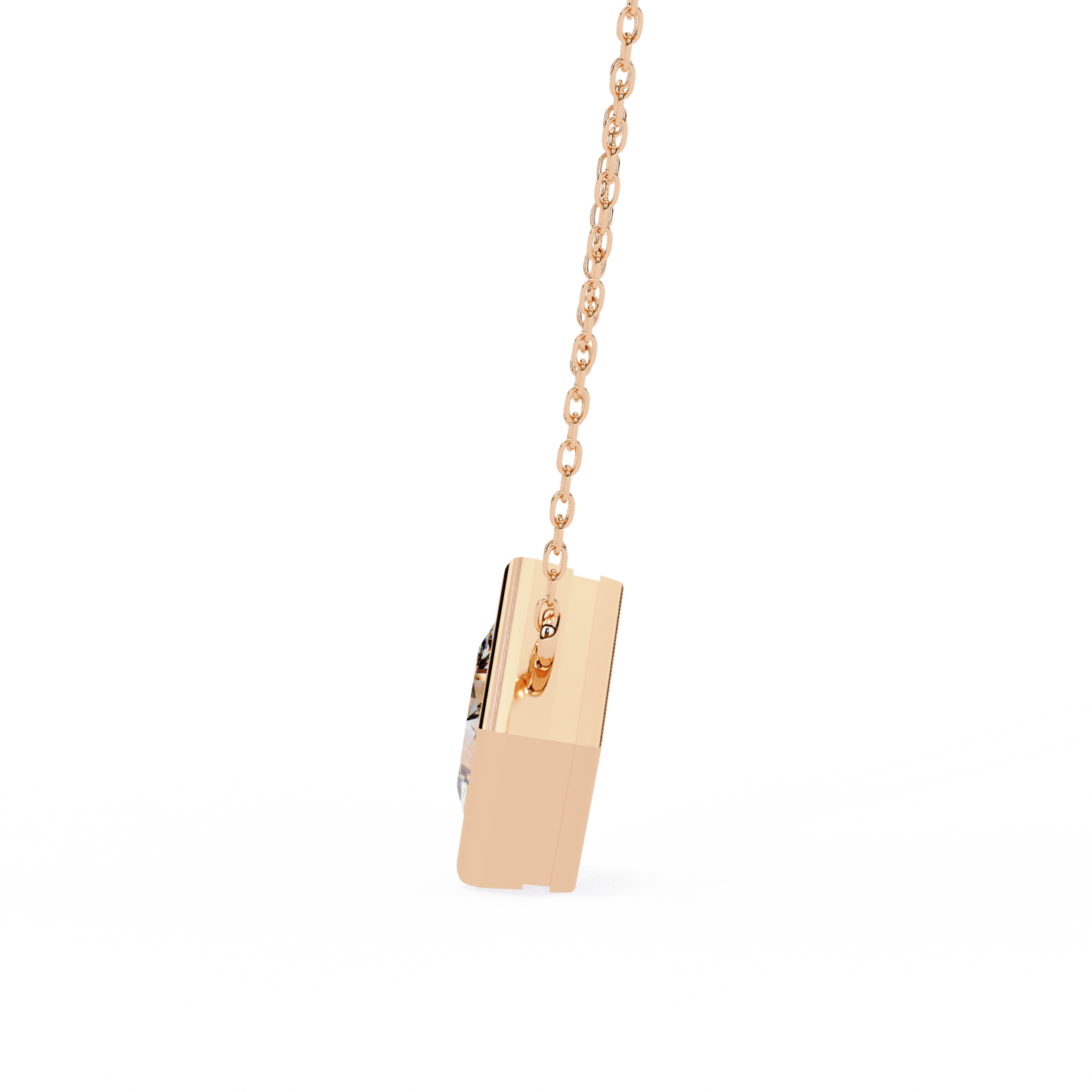 2.00 CT Princess-Cut Lab-Grown Diamond Bezel Pendant Necklace in 14K Gold & Platinum