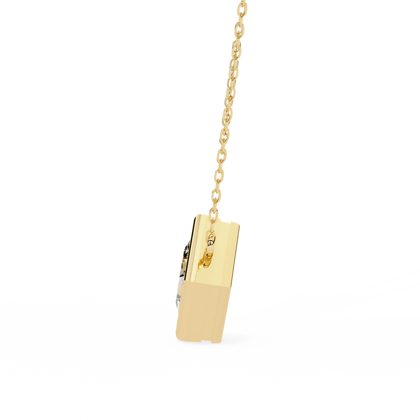 2.00 CT Princess-Cut Lab-Grown Diamond Bezel Pendant Necklace in 14K Gold & Platinum