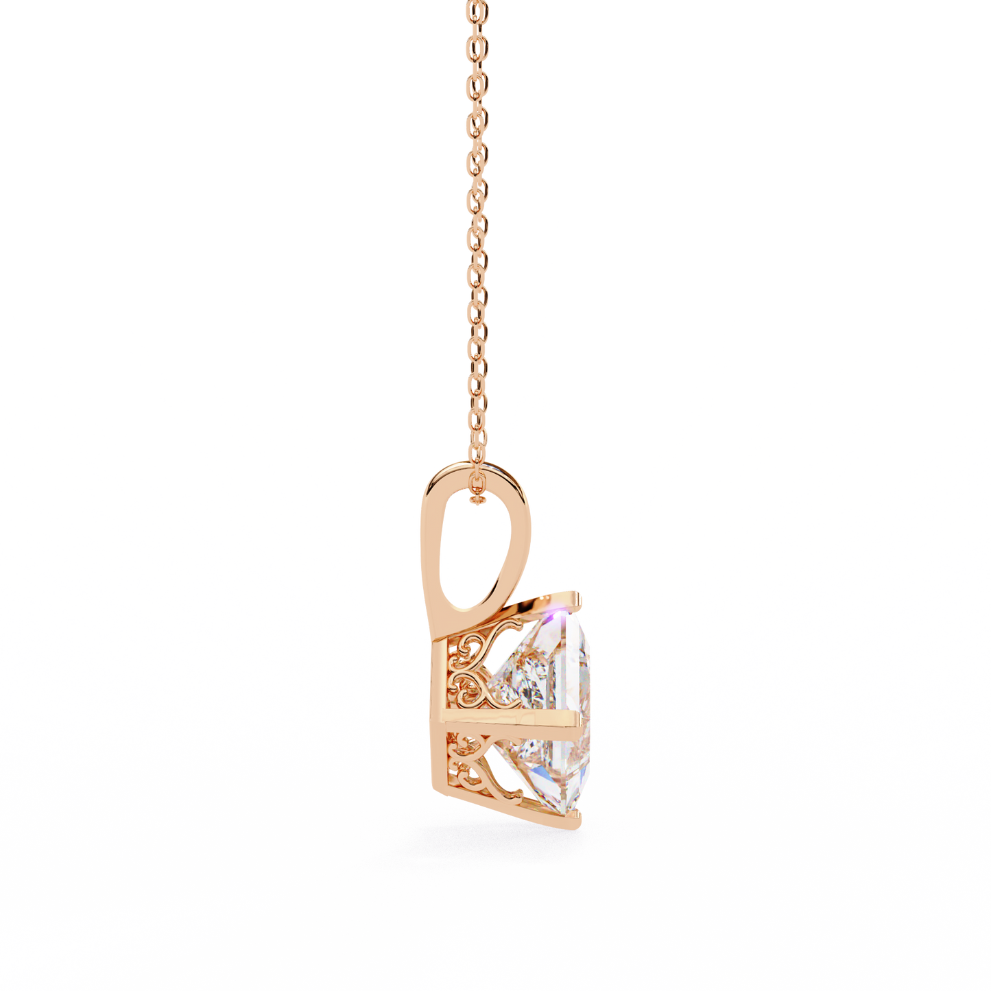 2.90 CT Princess-Cut Lab-Grown Diamond Pendant Necklace in 14K Gold & Platinum