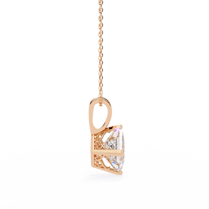 2.90 CT Princess-Cut Lab-Grown Diamond Pendant Necklace in 14K Gold & Platinum