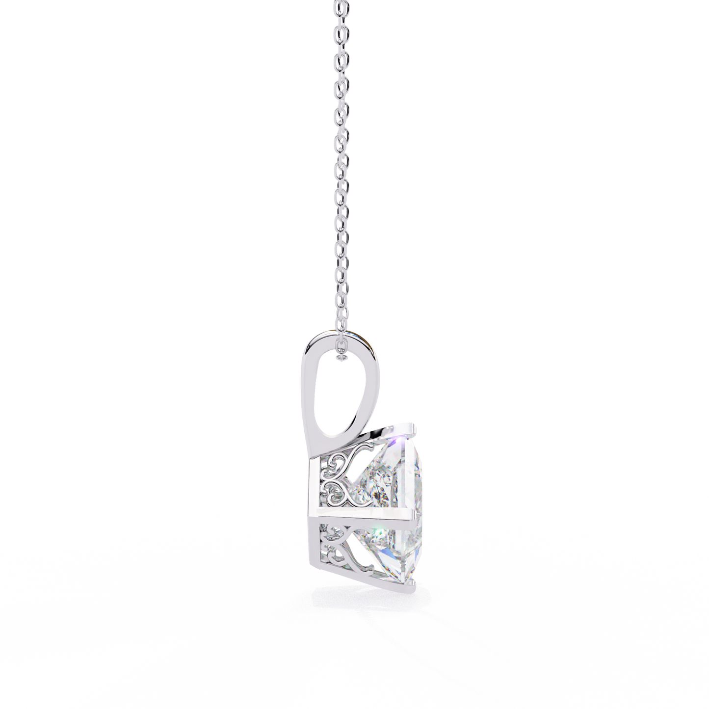 2.90 CT Princess-Cut Lab-Grown Diamond Pendant Necklace in 14K Gold & Platinum