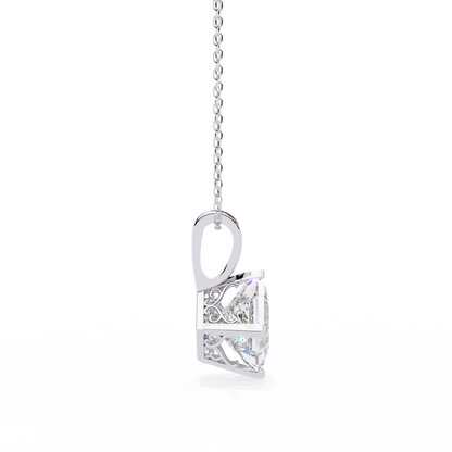 2.90 CT Princess-Cut Lab-Grown Diamond Pendant Necklace in 14K Gold & Platinum