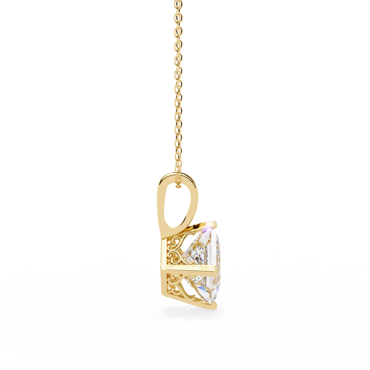 2.90 CT Princess-Cut Lab-Grown Diamond Pendant Necklace in 14K Gold & Platinum