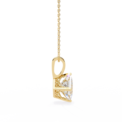 2.90 CT Princess-Cut Lab-Grown Diamond Pendant Necklace in 14K Gold & Platinum