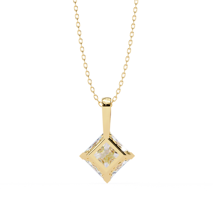 2.90 CT Princess-Cut Lab-Grown Diamond Pendant Necklace in 14K Gold & Platinum