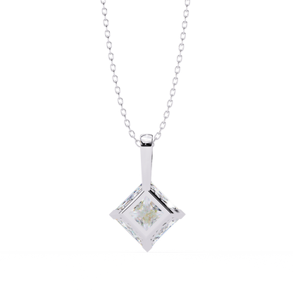 2.90 CT Princess-Cut Lab-Grown Diamond Pendant Necklace in 14K Gold & Platinum