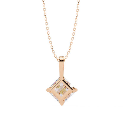 2.90 CT Princess-Cut Lab-Grown Diamond Pendant Necklace in 14K Gold & Platinum