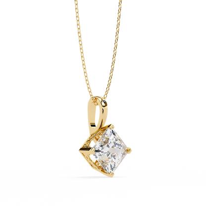 2.90 CT Princess-Cut Lab-Grown Diamond Pendant Necklace in 14K Gold & Platinum