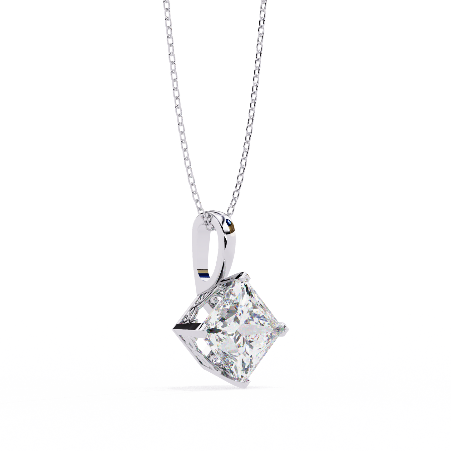 2.90 CT Princess-Cut Lab-Grown Diamond Pendant Necklace in 14K Gold & Platinum