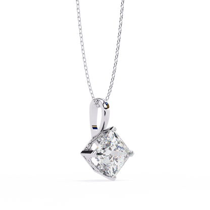 2.90 CT Princess-Cut Lab-Grown Diamond Pendant Necklace in 14K Gold & Platinum