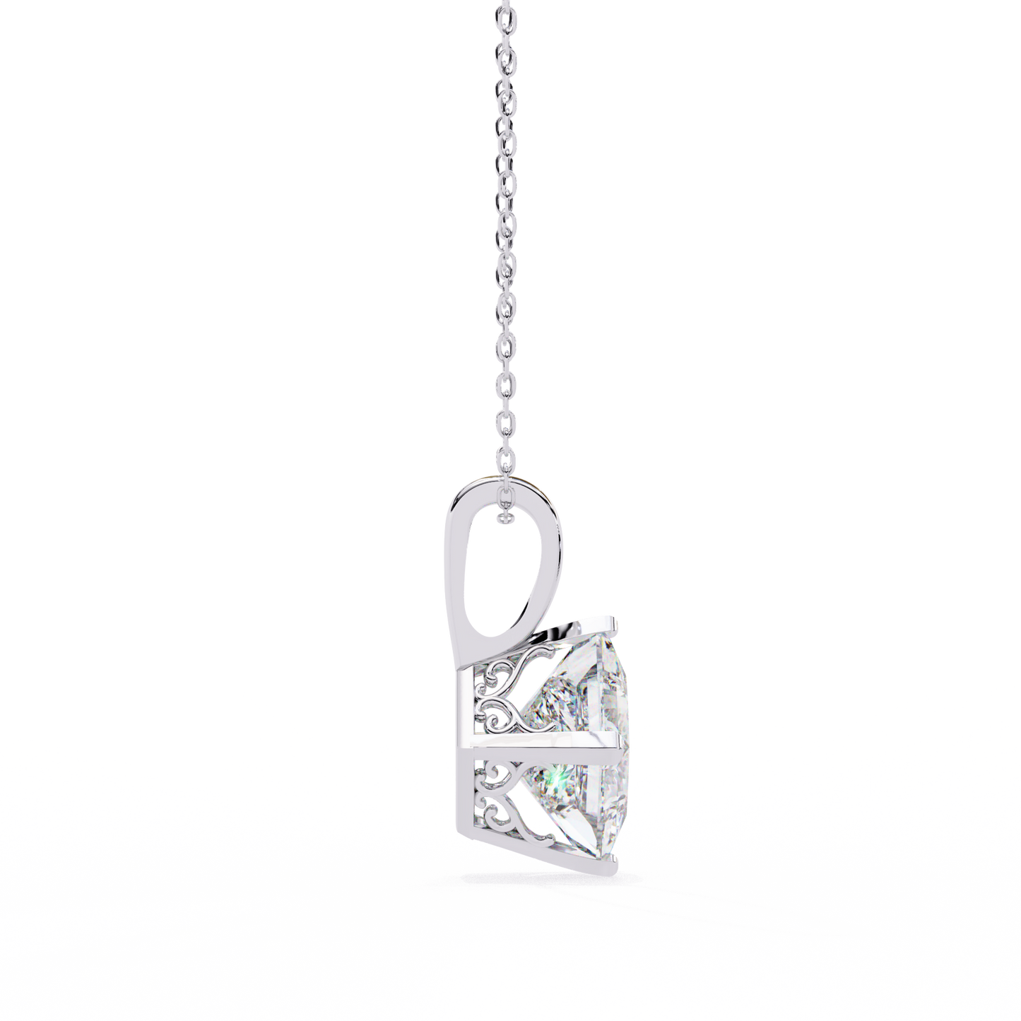 2.90 CT Princess-Cut Lab-Grown Diamond Pendant Necklace in 14K Gold & Platinum