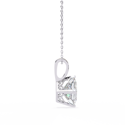 2.90 CT Princess-Cut Lab-Grown Diamond Pendant Necklace in 14K Gold & Platinum