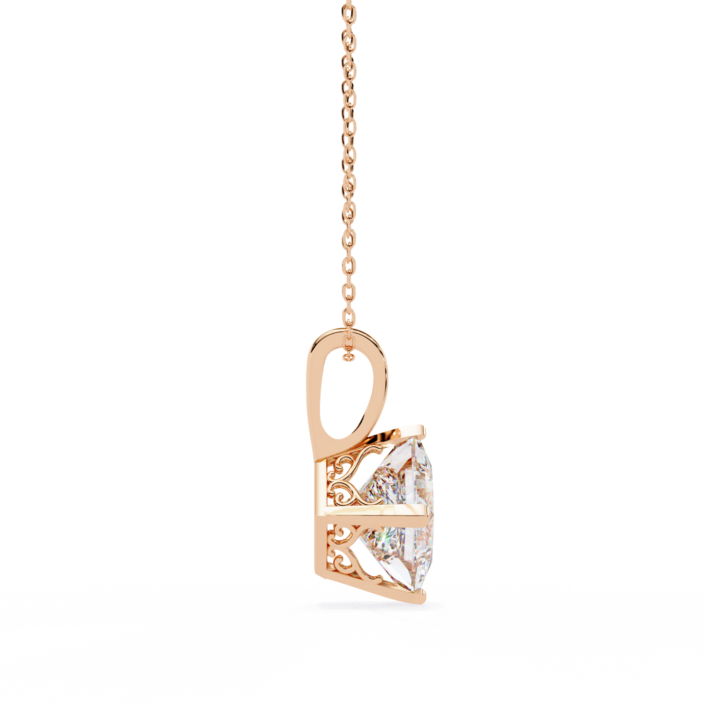 2.90 CT Princess-Cut Lab-Grown Diamond Pendant Necklace in 14K Gold & Platinum