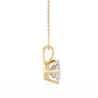 2.90 CT Princess-Cut Lab-Grown Diamond Pendant Necklace in 14K Gold & Platinum