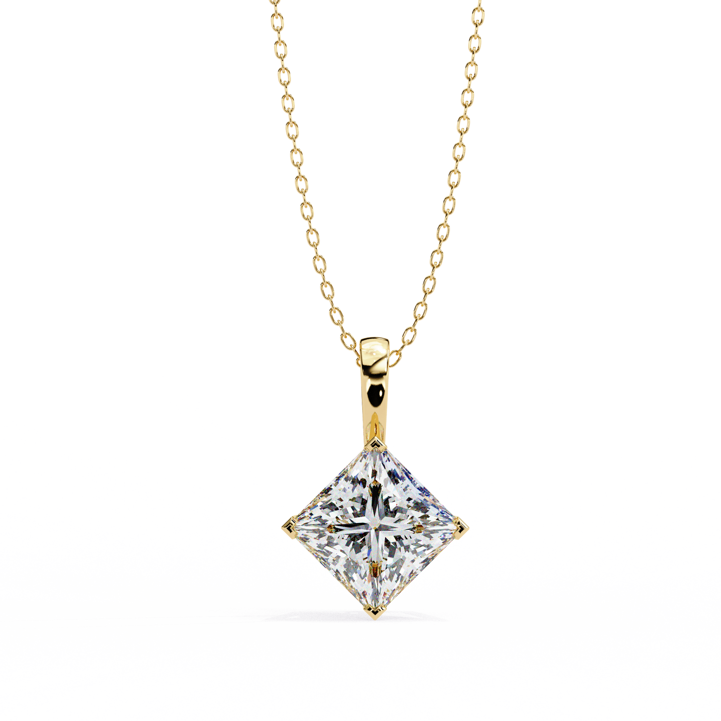 2.90 CT Princess-Cut Lab-Grown Diamond Pendant Necklace in 14K Gold & Platinum