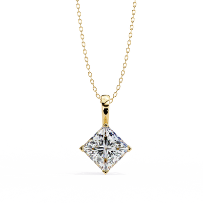 2.90 CT Princess-Cut Lab-Grown Diamond Pendant Necklace in 14K Gold & Platinum