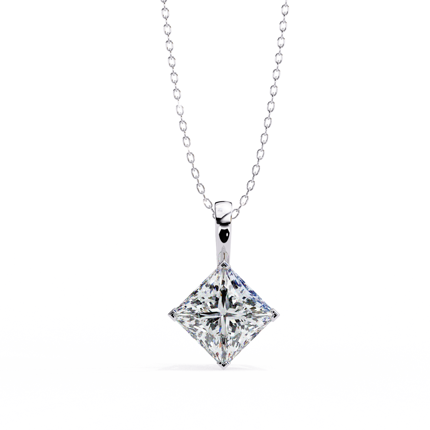 2.90 CT Princess-Cut Lab-Grown Diamond Pendant Necklace in 14K Gold & Platinum