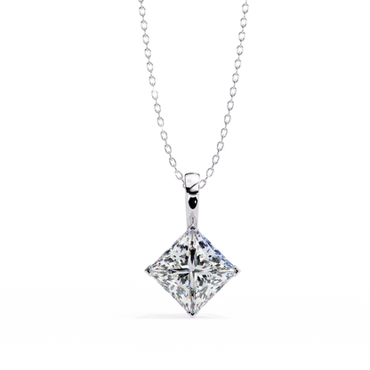 2.90 CT Princess-Cut Lab-Grown Diamond Pendant Necklace in 14K Gold & Platinum