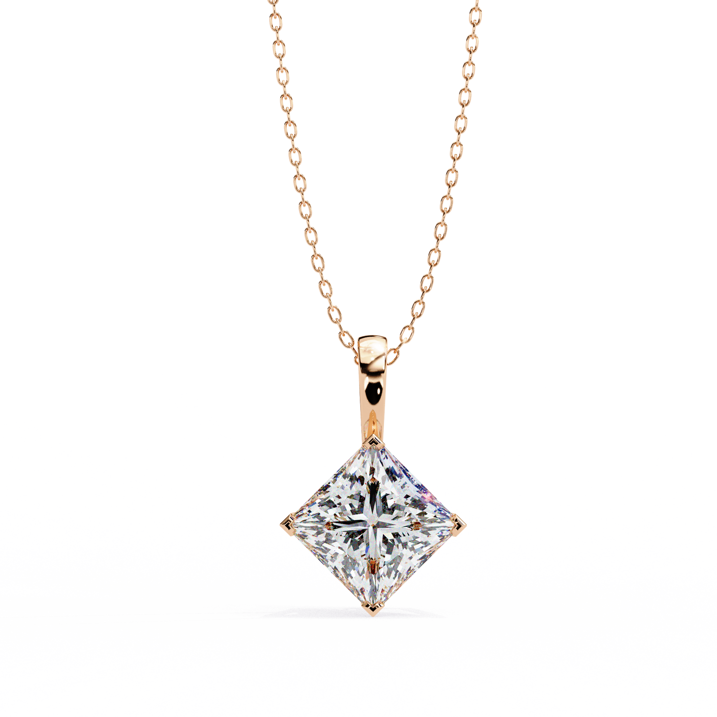 2.90 CT Princess-Cut Lab-Grown Diamond Pendant Necklace in 14K Gold & Platinum