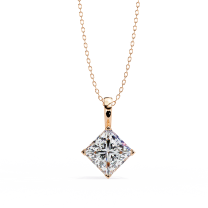 2.90 CT Princess-Cut Lab-Grown Diamond Pendant Necklace in 14K Gold & Platinum