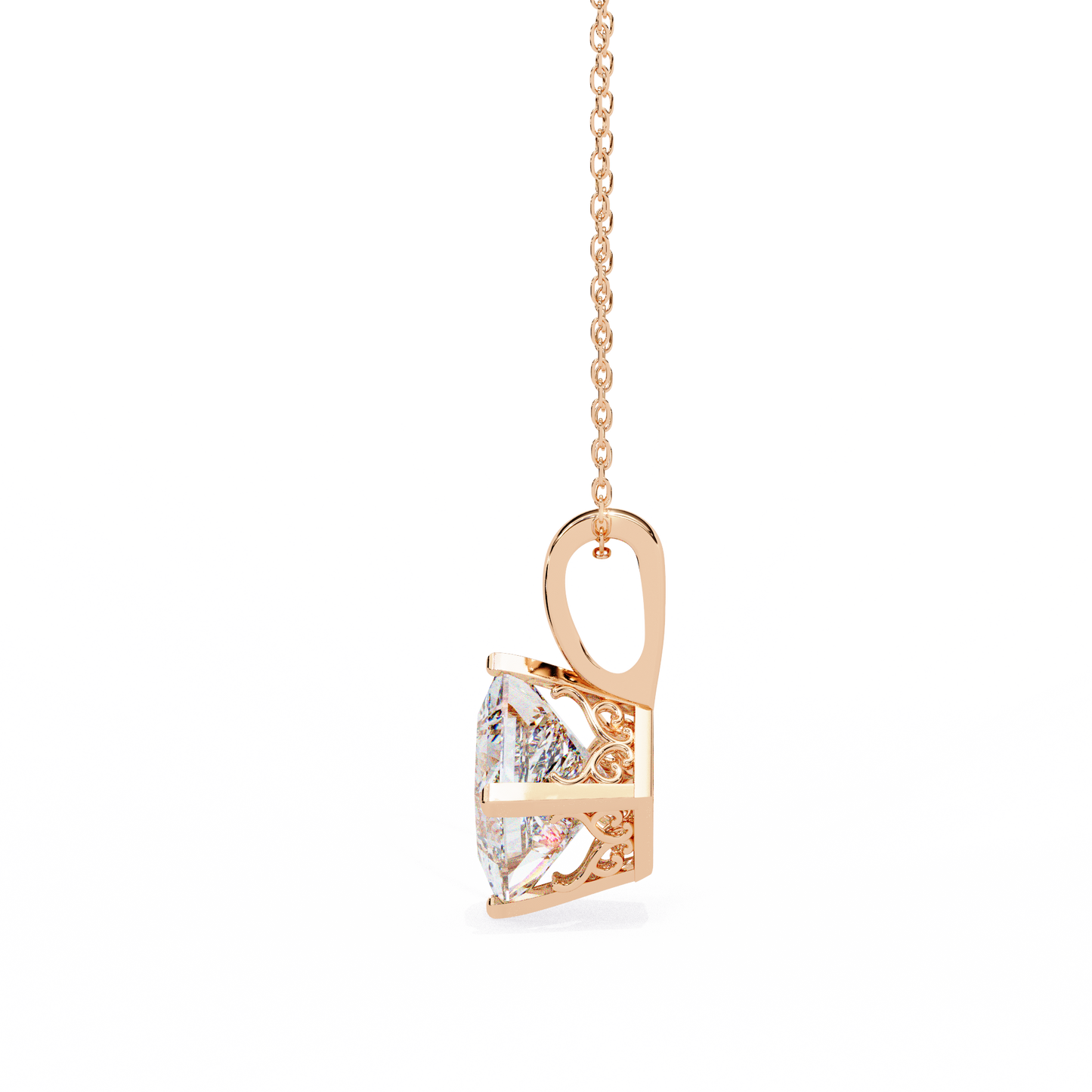 2.90 CT Princess-Cut Lab-Grown Diamond Pendant Necklace in 14K Gold & Platinum