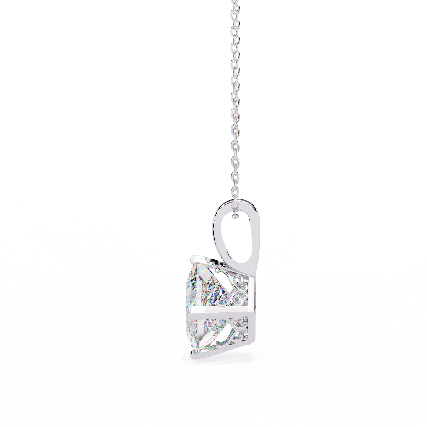 2.90 CT Princess-Cut Lab-Grown Diamond Pendant Necklace in 14K Gold & Platinum