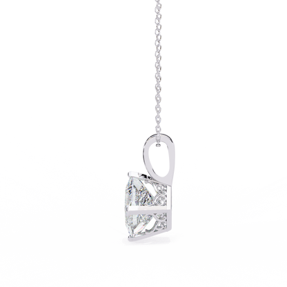 2.90 CT Princess-Cut Lab-Grown Diamond Pendant Necklace in 14K Gold & Platinum