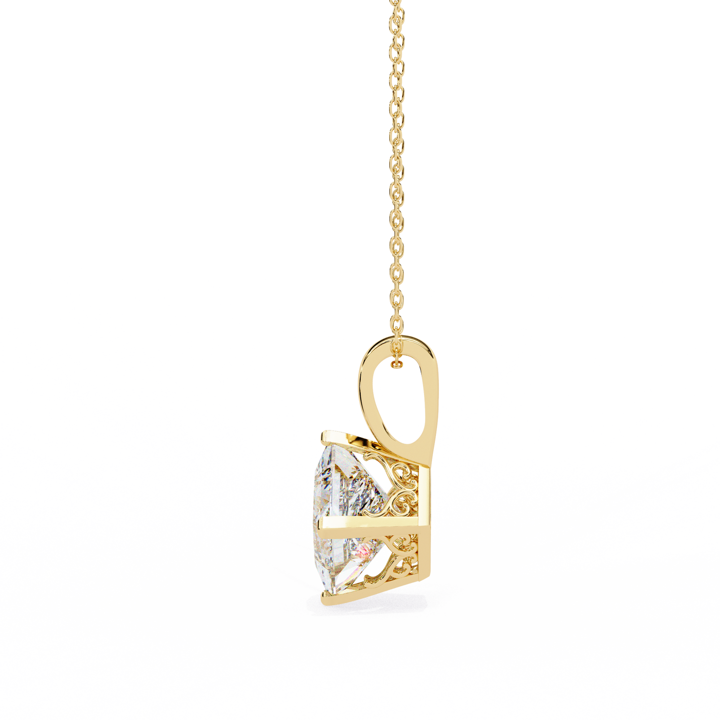 2.90 CT Princess-Cut Lab-Grown Diamond Pendant Necklace in 14K Gold & Platinum