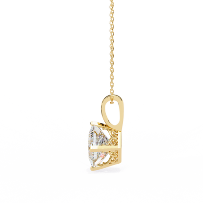 2.90 CT Princess-Cut Lab-Grown Diamond Pendant Necklace in 14K Gold & Platinum