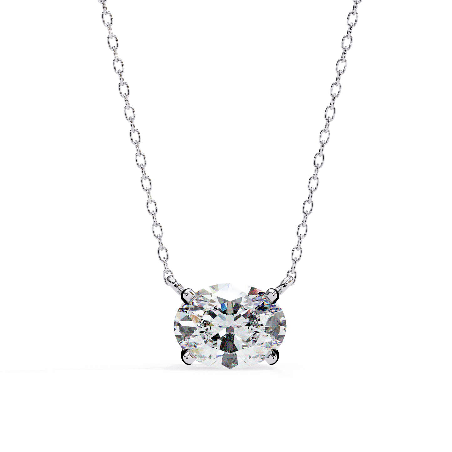 1.70 CT Oval Lab-Grown Diamond Solitaire Pendant Necklace in 14K Gold & Platinum