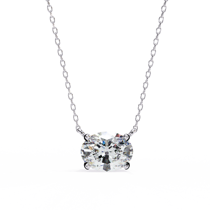 1.70 CT Oval Lab-Grown Diamond Solitaire Pendant Necklace in 14K Gold & Platinum