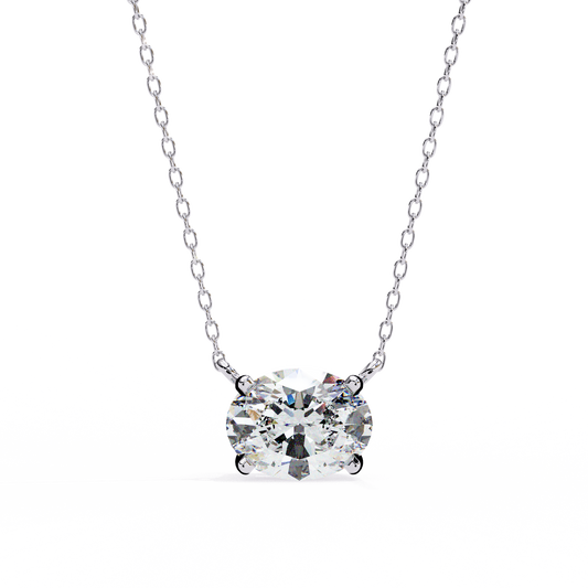1.70 CT Oval Lab-Grown Diamond Solitaire Pendant Necklace in 14K Gold & Platinum