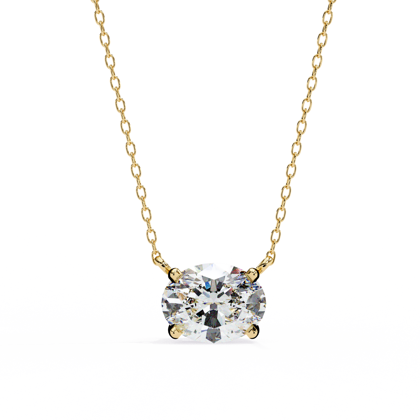 1.70 CT Oval Lab-Grown Diamond Solitaire Pendant Necklace in 14K Gold & Platinum