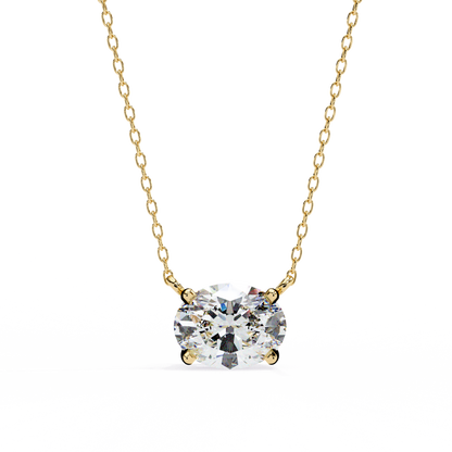 1.70 CT Oval Lab-Grown Diamond Solitaire Pendant Necklace in 14K Gold & Platinum