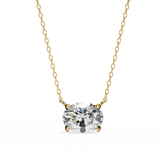 1.70 CT Oval Lab-Grown Diamond Solitaire Pendant Necklace in 14K Gold & Platinum