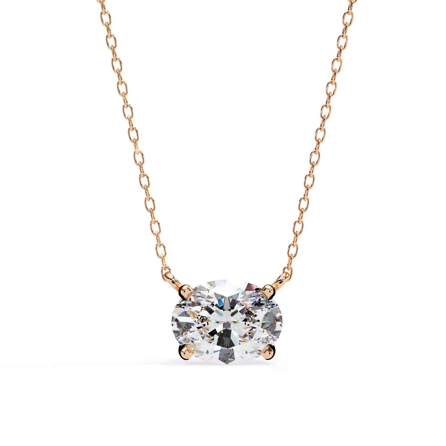 1.70 CT Oval Lab-Grown Diamond Solitaire Pendant Necklace in 14K Gold & Platinum