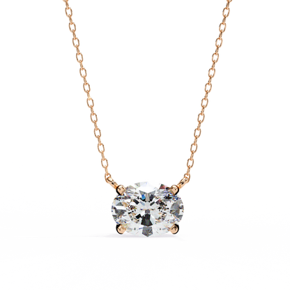 1.70 CT Oval Lab-Grown Diamond Solitaire Pendant Necklace in 14K Gold & Platinum