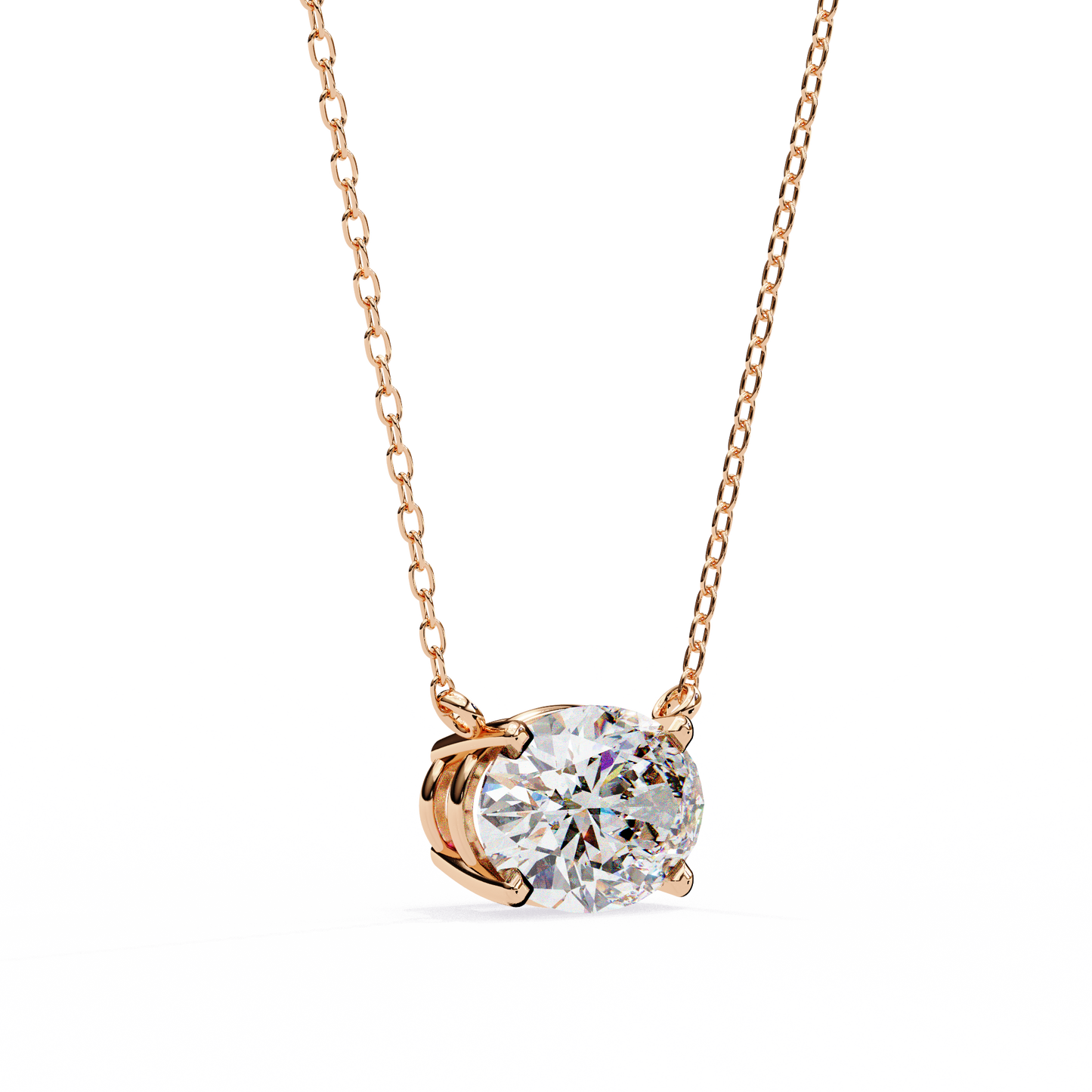 1.70 CT Oval Lab-Grown Diamond Solitaire Pendant Necklace in 14K Gold & Platinum