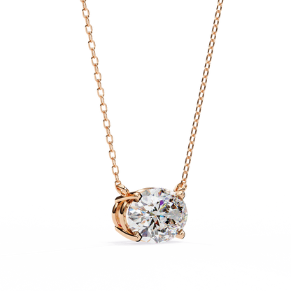 1.70 CT Oval Lab-Grown Diamond Solitaire Pendant Necklace in 14K Gold & Platinum