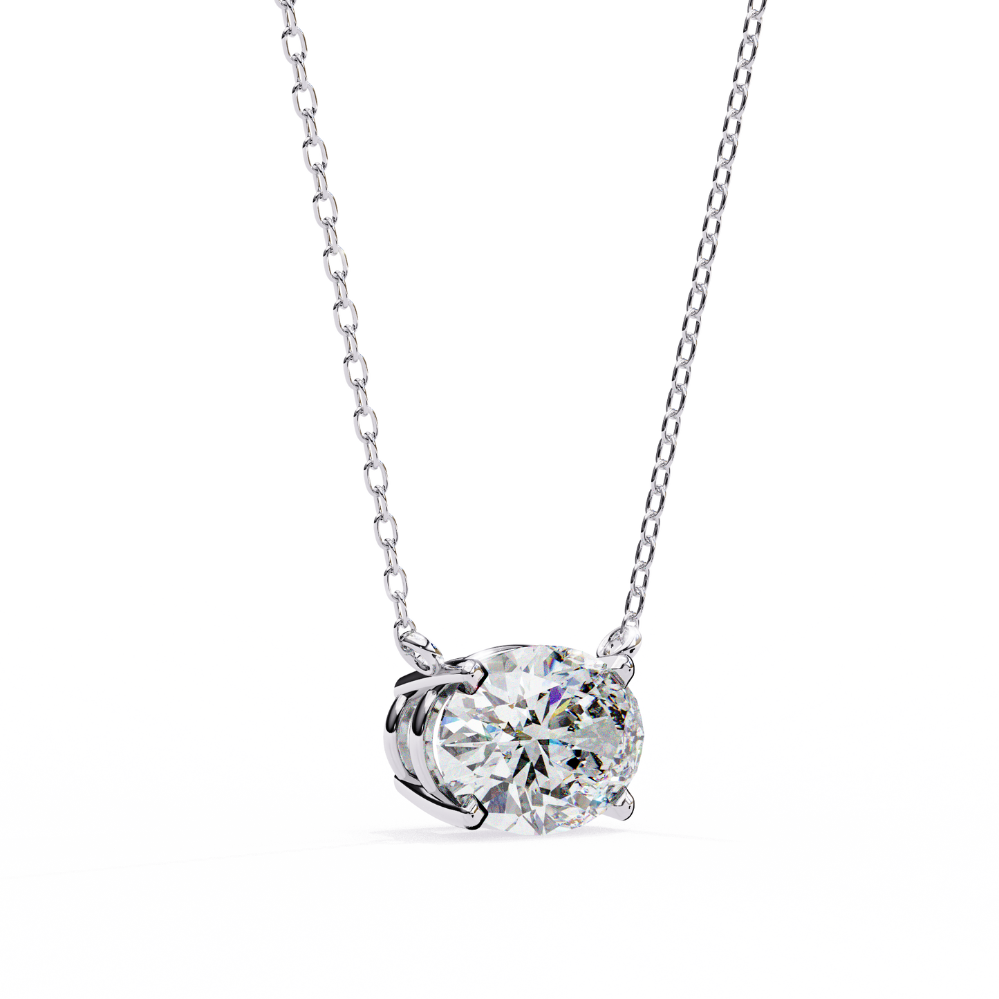 1.70 CT Oval Lab-Grown Diamond Solitaire Pendant Necklace in 14K Gold & Platinum