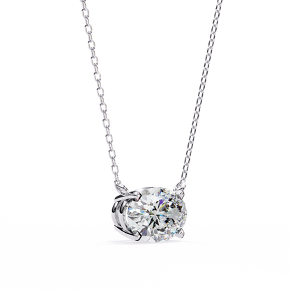 1.70 CT Oval Lab-Grown Diamond Solitaire Pendant Necklace in 14K Gold & Platinum