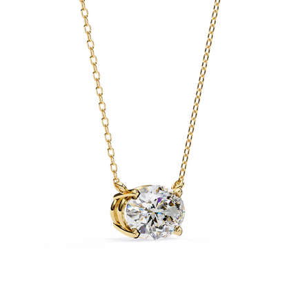 1.70 CT Oval Lab-Grown Diamond Solitaire Pendant Necklace in 14K Gold & Platinum