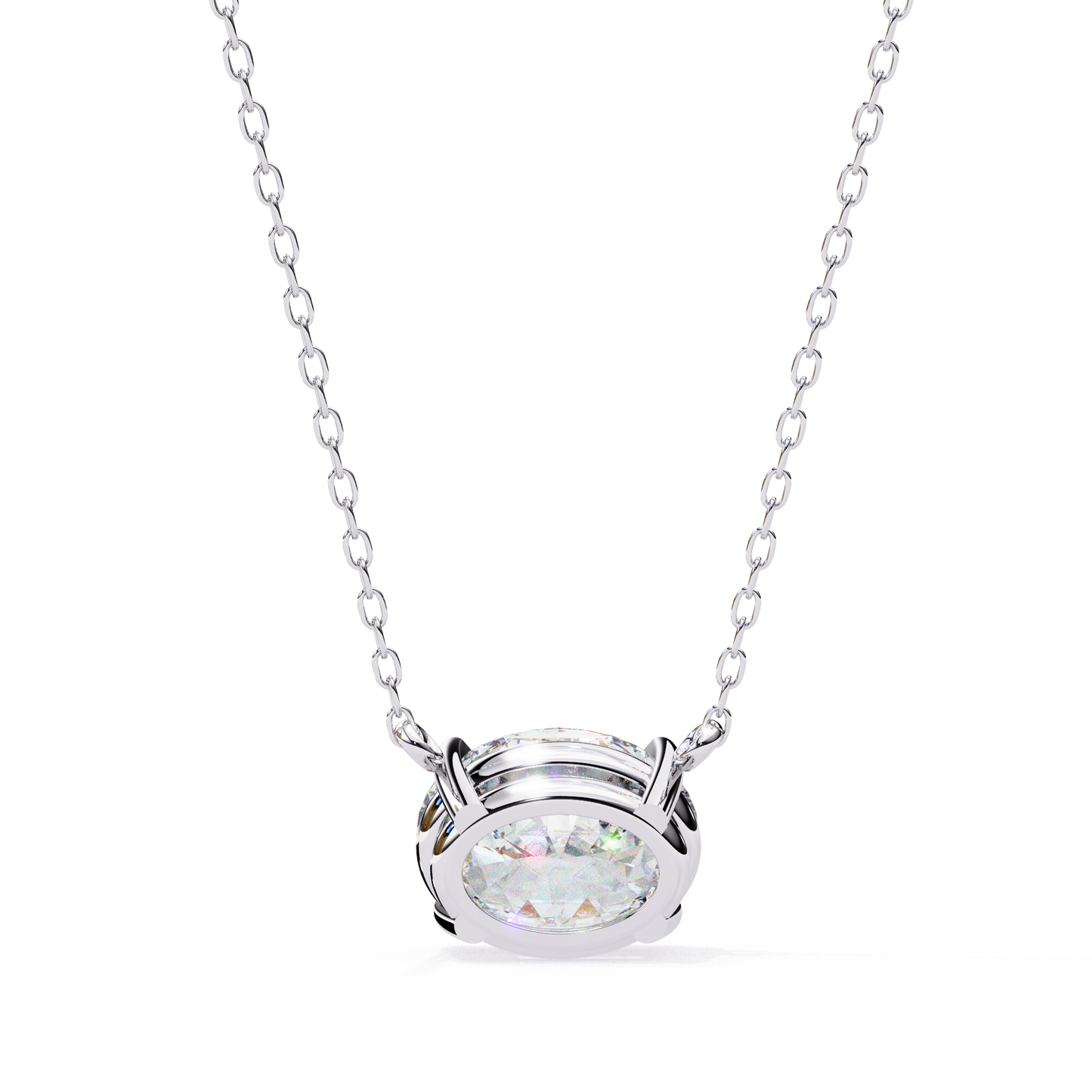 1.70 CT Oval Lab-Grown Diamond Solitaire Pendant Necklace in 14K Gold & Platinum